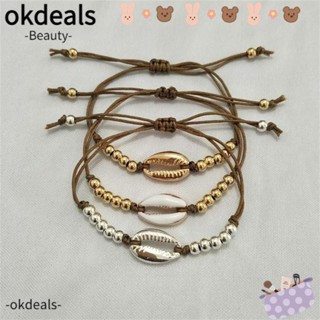 OKDEALS เครื่องประดับ สร้อยข้อมือ ประดับลูกปัด แฮนด์เมด สามารถปรับได้ เหมาะกับของขวัญ