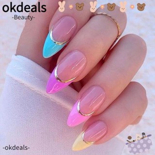 OKDEALS เล็บปลอม แบบกด DIY สไตล์ฝรั่งเศส