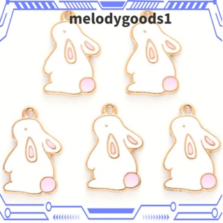 Melodygoods1 จี้รูปกระต่ายอีสเตอร์ อัลลอย ขนาด 21 มม.*15 มม. สีขาว สําหรับทําเครื่องประดับ