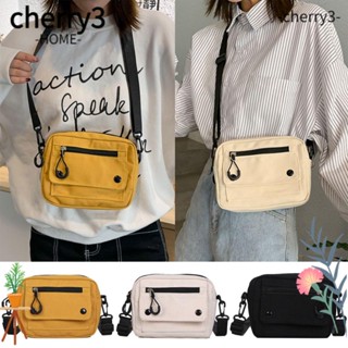 Cherry3 กระเป๋าสะพายไหล่ กระเป๋าถือ ผ้าแคนวาส สีพื้น สําหรับใส่โทรศัพท์มือถือ