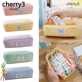 Cherry3 กระเป๋าดินสอ ผ้าแคนวาส น่ารัก ความจุขนาดใหญ่ แบบพกพา สําหรับใส่เครื่องเขียน โรงเรียน