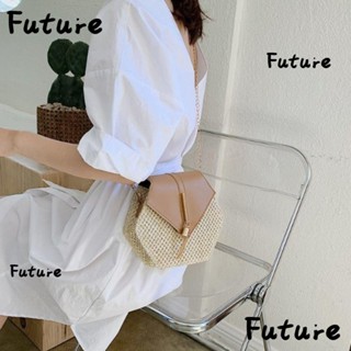 Future กระเป๋าถือ ฟางสาน แฮนด์เมด สําหรับวันหยุด