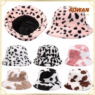 ROWANS หมวกบักเก็ตลําลอง ประดับขนเฟอร์เทียม แบบนิ่ม แฟชั่นฤดูหนาว