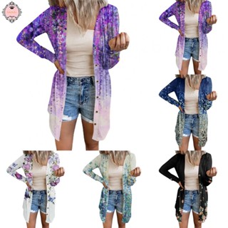 Women Floral Print Cardigan Coat Cover Up Outwear Bohemia Beach Holiday Tops