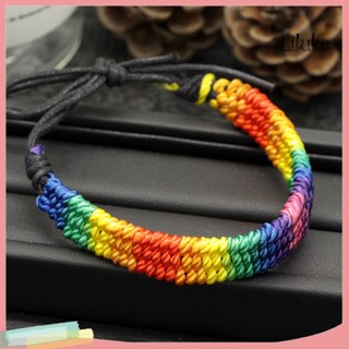 Lk--gay Pride LGBT สร้อยข้อมือเชือกถัก หลายชั้น สีรุ้ง เครื่องประดับ