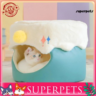 Superpets รังนกน่ารัก กึ่งปิด ให้ความอบอุ่น แฟชั่นฤดูใบไม้ร่วง สําหรับสัตว์เลี้ยง แมว