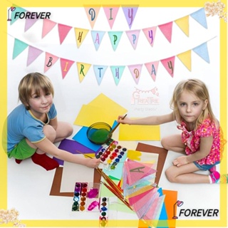 Forever ธงแบนเนอร์ ทรงสามเหลี่ยม 12 ธง สีรุ้ง 5.12 นิ้ว x 7 นิ้ว 5 ชิ้น