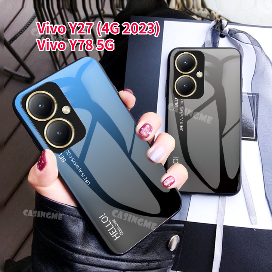 เคสโทรศัพท์มือถือกระจกนิรภัย กันกระแทก ไล่โทนสี สําหรับ Vivo Y27 4G Y78 5G Y27 Y78 Y 27 78 VivoY27 V