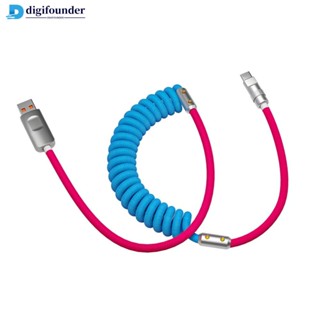 Digifounder สายชาร์จ USB C อลูมิเนียมอัลลอย 120W 2 ม. G1V4 ยืดหดได้ ชาร์จไว