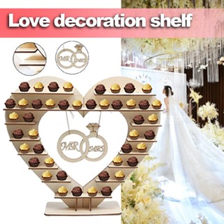 Mr Mrs Chocolate Display Stand Heart Tree Decor Love Shape Wooden Shelf