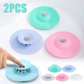 New 2pc Kitchen Bathroom Sink Plug Drainer Stopper Hair Catcher Press Open Close