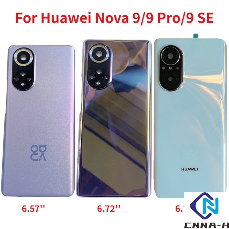 กระจกด้านหลังใหม่สําหรับ Huawei Nova 9 Nova 9 Pro Nova 9 SE ฝาหลังแบตเตอรี่ด้านหลังประตูกรณีพร้อมกรอบเลนส์กล้อง