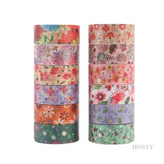 Hosty สติกเกอร์เทปวาชิ ลายดอกไม้ โรแมนติก 12 ม้วน สําหรับตกแต่งเครื่องเขียน DIY