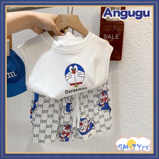 Angugu ใหม่ เสื้อยืดแขนกุด พิมพ์ลายการ์ตูนน่ารัก และกางเกงขาสั้น แฟชั่นฤดูร้อน สําหรับเด็กผู้ชาย 9 เดือน - 7 ปี 2023 2 ชิ้น