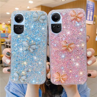 ใหม่ เคสโทรศัพท์มือถือแบบนิ่ม ลายผีเสื้อ กลิตเตอร์ ระยิบระยับ สวยงาม สําหรับ OPPO Reno10 Pro 5G 10Pro+ Reno 10 5G Reno10 Pro+ 5G Reno10 5G 2023