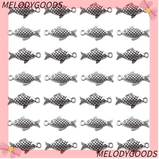 Melodg จี้ชาร์มปลา โลหะผสมเงิน 20 มม. X 9 มม. 100 ชิ้น