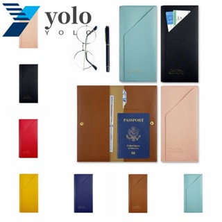 Yolo ปกหนัง PU ใส่หนังสือเดินทาง คลิปหนังสือเดินทาง ที่ใส่ตั๋ว อุปกรณ์เดินทาง อเนกประสงค์ ที่ใส่หนังสือเดินทาง เช็คอิน เครื่องบิน ผู้ชาย