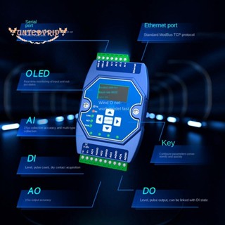 โมดูลเครือข่าย 4 ทาง รีโมตคอนโทรล Modbus TCP I/P 4AI+4AO 0-20MA RJ45 RS485 Modbus Gateway OLED