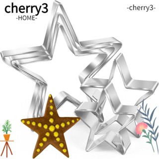 Cherry3 แม่พิมพ์บิสกิต สเตนเลส รูปดาวห้าแฉก ดอกไม้ สีเงิน คุณภาพดี สําหรับทําเบเกอรี่ 10 ชิ้น