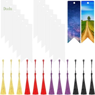 Dudu ที่คั่นหนังสืออะคริลิคใส 12 ชิ้น พร้อมพู่ หลากสี สําหรับผู้ใหญ่ เด็ก DIY