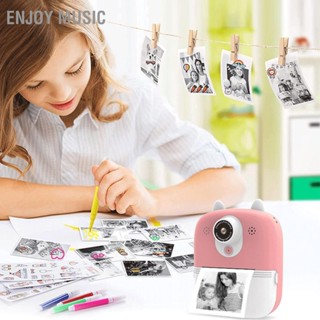 Enjoy Music กล้องอินสแตนท์ 2.4in HD Kids Digital Instant Camera เลนส์คู่ กล้องดิจิตอลพิมพ์ทันทีสำหรับการเดินทางที่บ้าน