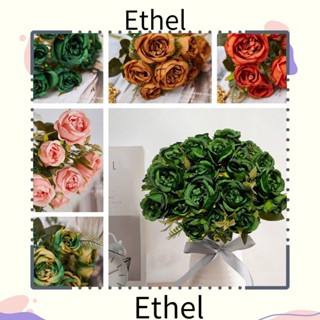 Ethel1 ดอกกุหลาบประดิษฐ์ สีเขียว สําหรับตกแต่งบ้าน งานแต่งงาน 2 ชิ้น