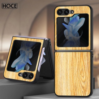 Hoce ZFlip5 เคสโทรศัพท์มือถือ กันกระแทก ลายไม้ สําหรับ Samsung Z Flip 5 5G Flip5