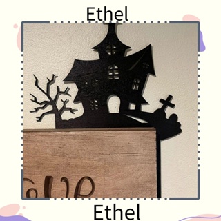 Ethel1 ป้ายมุมขวา ลายโครงกระดูก สีดํา สําหรับตกแต่งบ้านผีสิง ฮาโลวีน