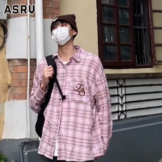 ASRV เสื้อเชิ้ตลายสก๊อตอเมริกันไฮสตรีทเฉพาะอินเทรนด์เสื้อเชิ้ตแขนยาวลำลองหลวมคู่จับคู่ทั้งหมด