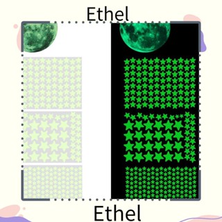 Ethel1 สติกเกอร์ติดผนัง ลายดวงจันทร์ ดาว เรืองแสงในที่มืด DIY สําหรับตกแต่งบ้าน ห้องนอนเด็ก