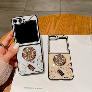 เคสป้องกันโทรศัพท์มือถือ แบบฝาพับ ประดับกลิตเตอร์ ฟอยล์สีเงิน หรูหรา สําหรับ Samsung Galaxy Z Flip5 Z Flip5 Flip Z 5