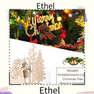 Ethel1 เครื่องประดับไม้ รูปสโนว์แมน กวางเอลก์ สร้างสรรค์ สําหรับแขวนตกแต่งคริสต์มาส DIY 1 ชุด