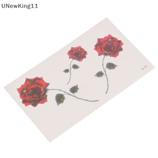 Unewking สติกเกอร์รอยสักชั่วคราว ลายดอกกุหลาบ สีแดง กันน้ํา