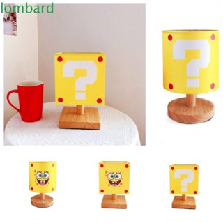 Lombard โคมไฟตั้งโต๊ะ ลาย Mario Super Mary Question Mark Mario Night Light, Anime Wood Cloth SpongeBob Mario Bros เครื่องประดับห้องนอน