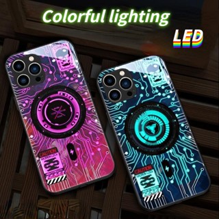 Mg เคสโทรศัพท์มือถือแบบแก้ว มีไฟ LED สไตล์สตรีท สําหรับ Samsung S21ULTRA S21+ S22+ S22ULTRA S20+ A12 A72 A71 A52 A51 A32 A21S NOTE10+ NOTE20ultra S23 S23Ultra S23+ A14