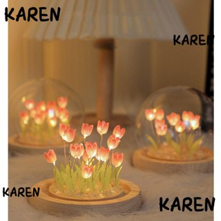 Karen โคมไฟตั้งโต๊ะ รูปดอกทิวลิป เรืองแสงในที่มืด DIY สําหรับวันวาเลนไทน์ วันครบรอบ งานแต่งงาน