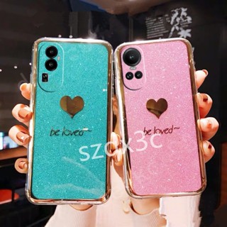 พร้อมส่ง เคสโทรศัพท์มือถือซิลิโคน TPU ชุบไฟฟ้า กันกระแทก ลายหัวใจ สําหรับ OPPO Reno10 Pro+Reno 10 Pro Plus 5G A78 A58 4G A78