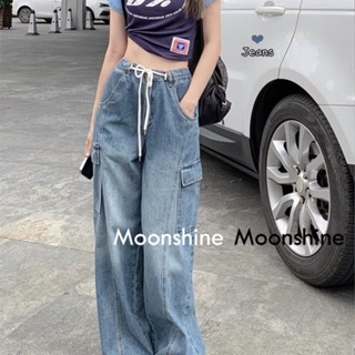 Moon  กางเกงขายาว คาร์โก้ กางเกง เชือกอเมริกันคลาสิค Cargo pants 2023 NEW 080716 Korean Style Beautiful พิเศษ คุณภาพสูง TN220160 36Z230909