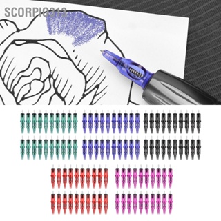 Scorpio313 100PCS ปากกาลูกลื่นสัก 5 สีการฝึกทักษะการสักตลับปากกาลูกลื่นสำหรับศิลปินสักมือใหม่