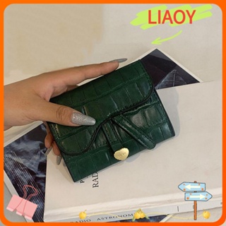 Liaoy กระเป๋าสตางค์ ใบสั้น หนัง PU ทรงคลัทช์ ขนาดเล็ก เรียบง่าย