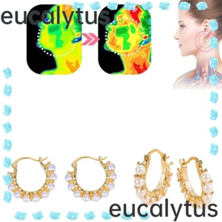 Eucalytus1 ต่างหูแม่เหล็ก เยอรมนีเซียม ทรงกลม สีทอง เครื่องประดับแฟชั่น สําหรับผู้หญิง