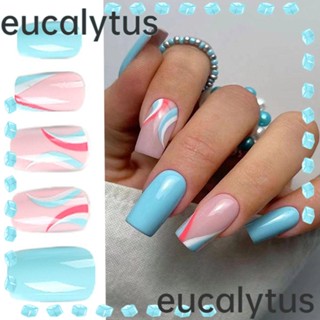 Eucalytus1 เล็บปลอม DIY สไตล์ฝรั่งเศส 24 ชิ้น