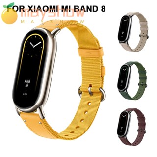 Mayshow สายรัดข้อมือ สายหนัง ผ้าใบ ไนล่อน อุปกรณ์เสริม แบบเปลี่ยน สําหรับ Mi Band 8 Smart Band