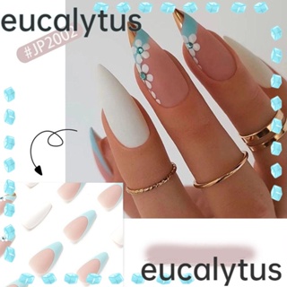 Eucalytus1 เล็บปลอม Diy สไตล์ฝรั่งเศส 24 ชิ้น