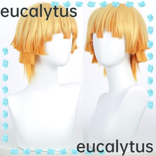 Eucalytus1 วิกผม ลายการ์ตูนอนิเมะดาบพิฆาตอสูร สีเหลือง สําหรับผู้หญิง