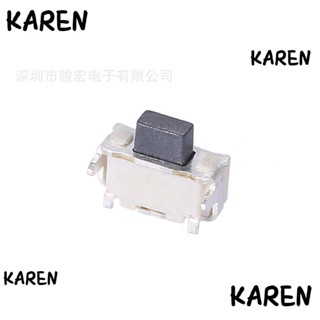 Karen ปุ่มกดสวิตช์โลหะ พลาสติก SMD 2x4x3.5 มม. สีดํา สีเงิน 10 ชิ้น