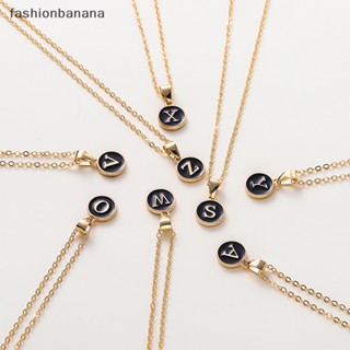 [fashionbanana] สร้อยคอโชคเกอร์ จี้ตัวอักษรภาษาอังกฤษ A-Z โลหะ สีดํา เครื่องประดับ สําหรับผู้หญิง ผู้ชาย พร้อมส่ง