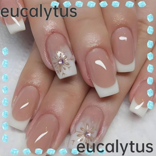 Eucalytus1 เล็บปลอม ถอดออกได้ สีทอง สไตล์ฝรั่งเศส สําหรับตกแต่งเล็บ