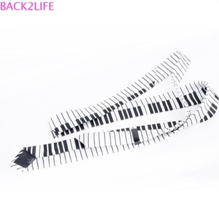 Back2life เนคไท คลาสสิก เปียโน คีย์บอร์ด สีดําและสีขาว เนคไทดนตรี