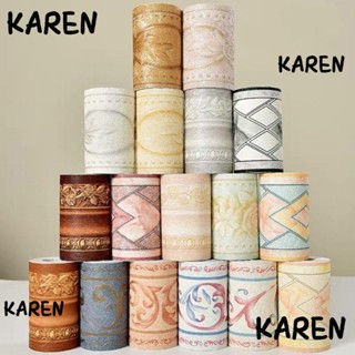 Karen วอลเปเปอร์ไวนิล ลายนูน กันน้ํา สไตล์เรโทร สําหรับตกแต่งบ้าน